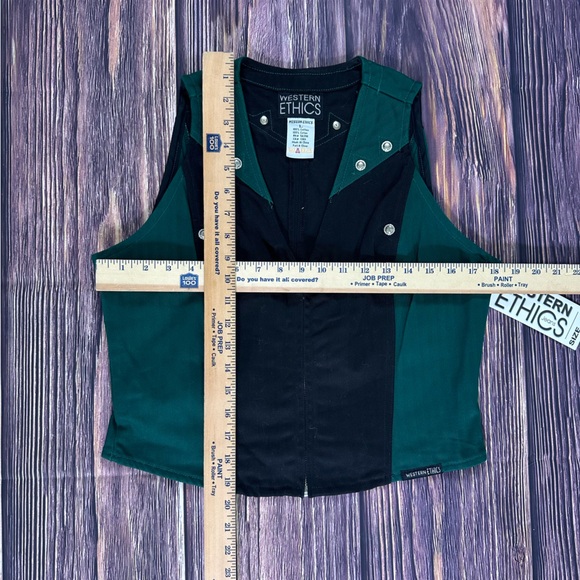 Women’s Vintage Western Ethics 2 Tone Black & Green Pants & Vest Set - Picture 10 of 12